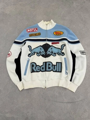 Vintage Red Bull Racing Biker Jacket Sweatshirt Motul Ducati Patches Y2K Hype image 6