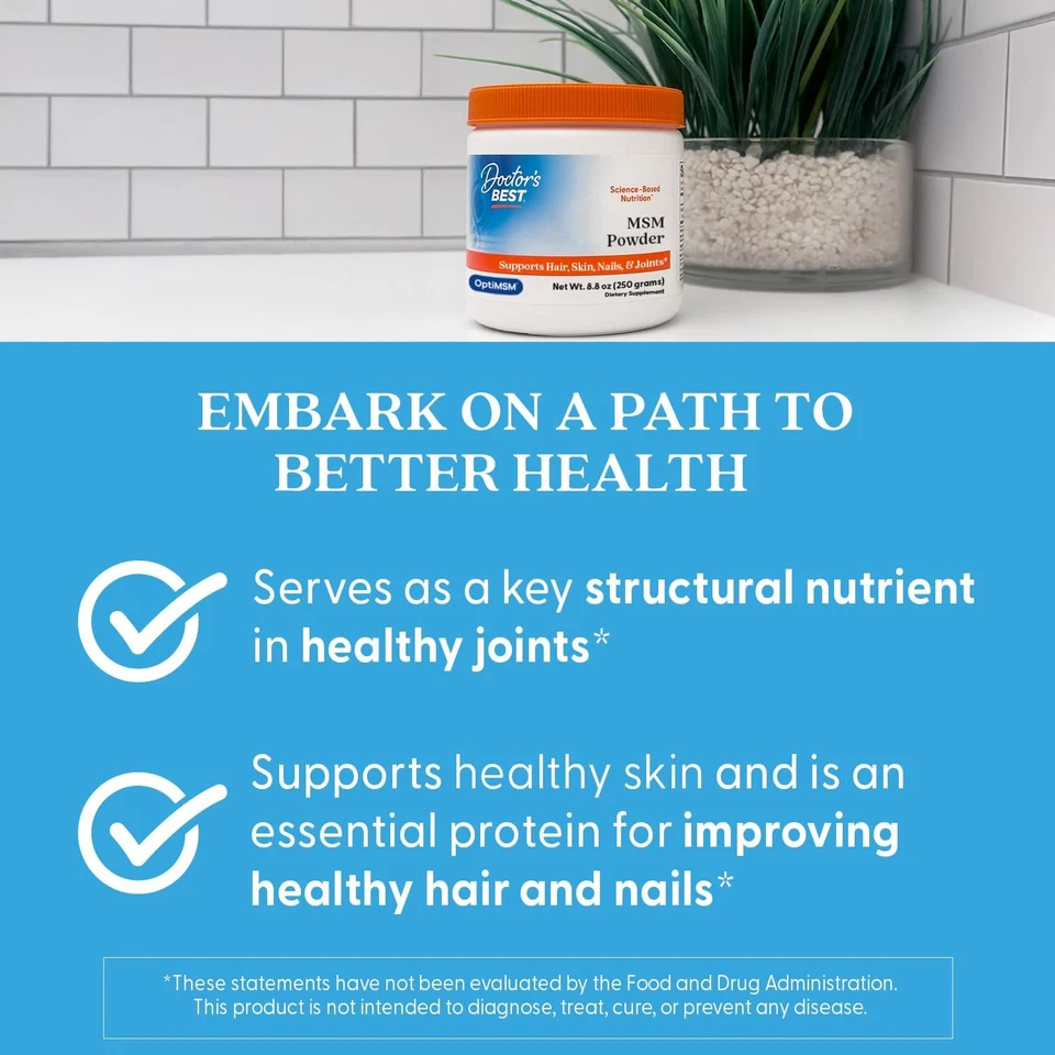 Doctor's Best MSM Polvo con OptiMSM 83 Porciones No OGM Vegano Sin Gluten Foto 4 de 4