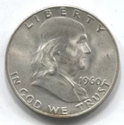 1960 - D-  FRANKLIN HALF DOLLAR -90 % SILVER - LOT # 344