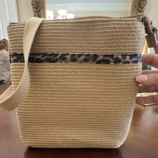 Woven Beige Crossbody Bag Zip Top Detachable ...