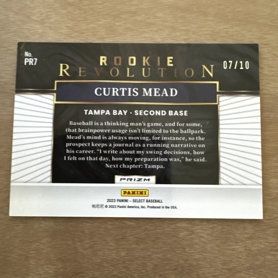 2023 Panini Select Rookie Revolution Gold Prizm /10 Curtis Mead #PR7 - Image 2 of 2