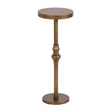 Stratton Vintage Round Pedestal Drink Table, 9 x 9 x 22, Antique Gold, Decora...