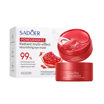 SADOER 60 PCS UNDER EYE PADS POMEGRANATE COLLAGEN MASK HYDRATING ANTI AGING WRINKLES