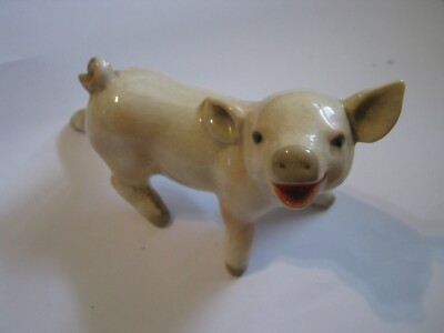 Goebel W. Germany 1970s Laughing Piglet 4.25'' Long Silver Label, Wilbur, Arnold