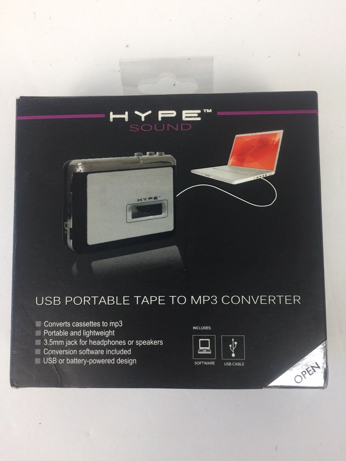 HYPE TAPE-TO-MP3 Portable Converter Cassette To MP3 Open box