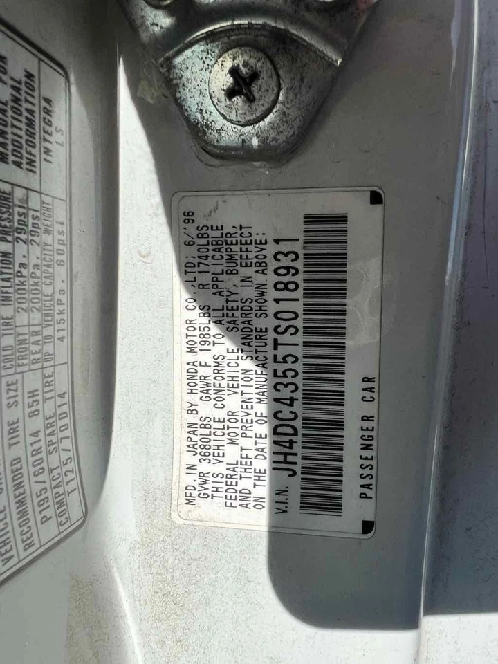 Espejo retrovisor derecho usado se adapta a: 1996 Acura Integra Power Htbk 3 puertas derecho grado A Foto 3 de 4