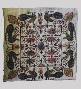 Pottery Barn Embroidered Peacock Floral Accent Throw Pillow