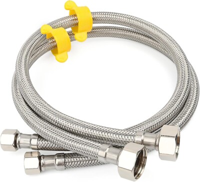 F12 24 inches Line Connects Kitchen Sink to Water Supply, Braided Faucet Conn...