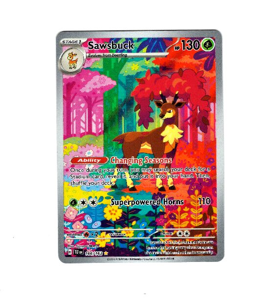 Pokemon Temporal Forces SAWSBUCK Full Art Illustration Rare 166/162 Holo MINTNM eBay