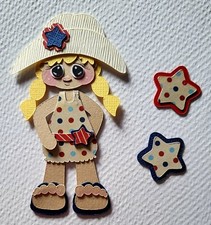 July Mini Calendar Girl Blonde Hair. Scrapbook, Card making Paper Piecing