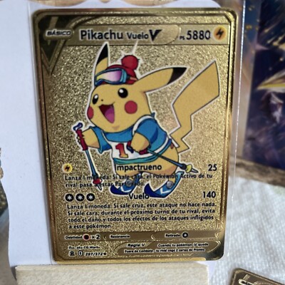Pikachu V Spanish Gold Metal 🔥Fan Art 🔥Card COSPLAY NM | eBay