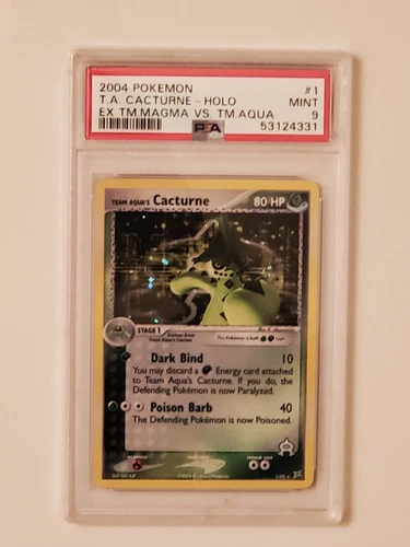 2004 Pokemon EX Team Magma Vs. Team Aqua Team Aqua's Cacturne Holo 1 PSA 9