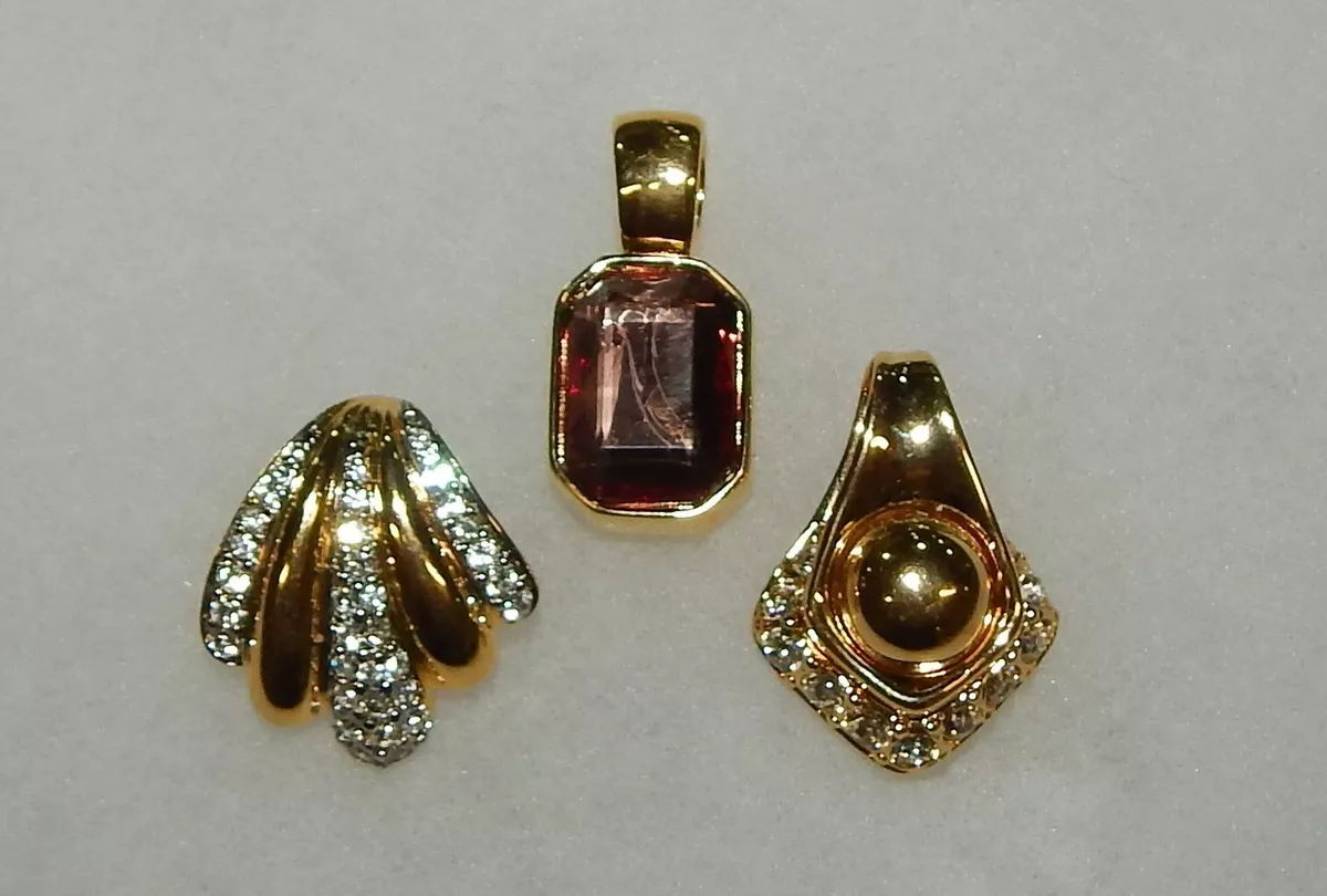 Lot of 3 Joan Rivers Jewelry Gold Tone Slide Pendants Enhancers eBay