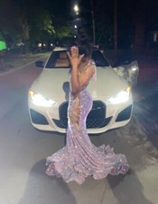 Custom Made Prom dress/lavender, And Silver Mermaid Fit