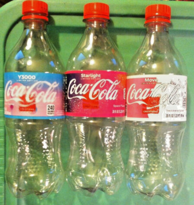 3x  COCA-COLA  20oz EMPTY Bottles Starlight - Move - Y3000 Coke Creations