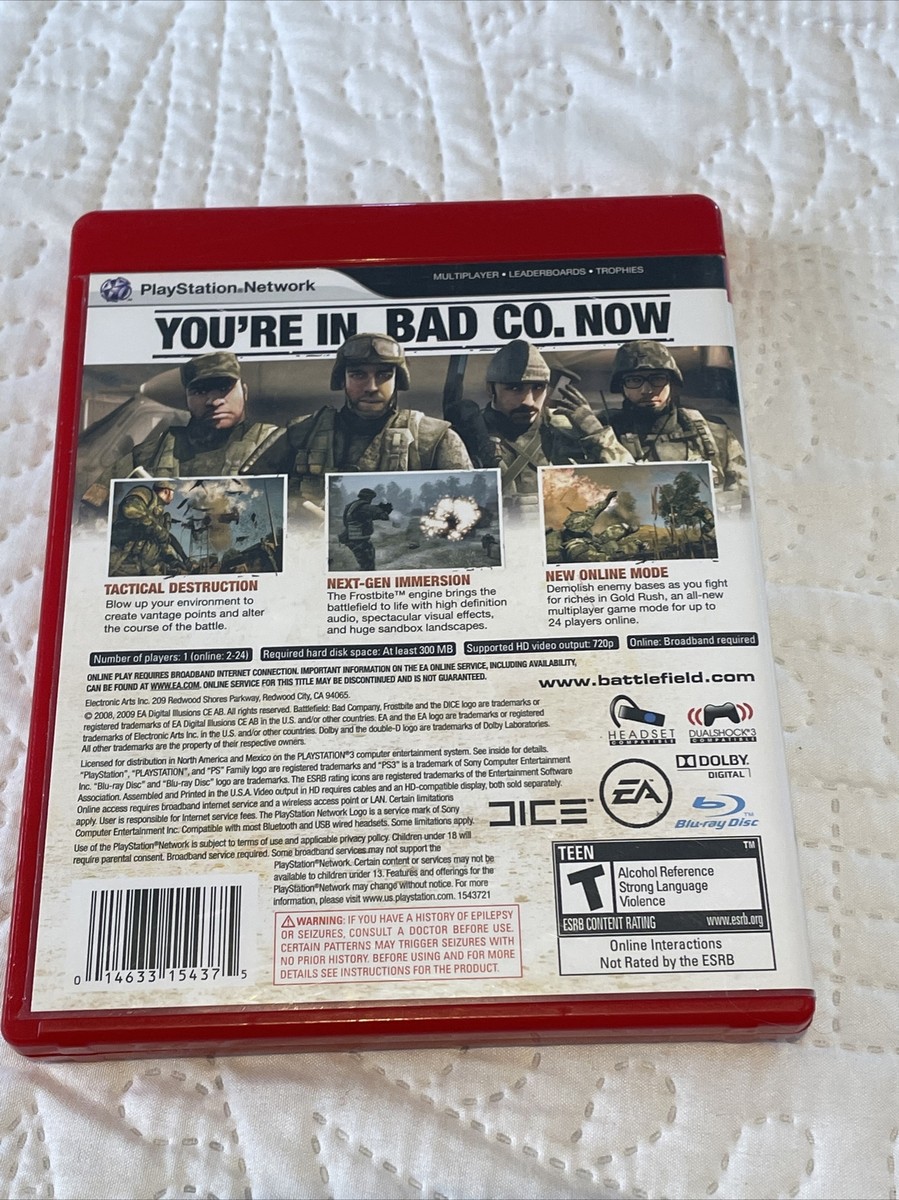 Ps3 Battlefield Bad Company Gold Playstation 3 w/ Manual Clean
