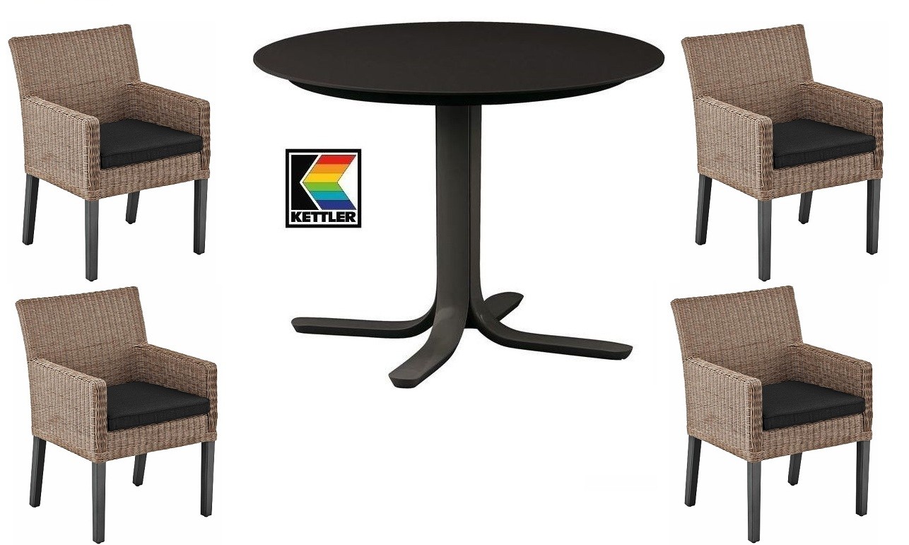 Kettler Hks Tisch 4 Alu Geflecht Sessel Bretagne Honig 4 Kissen Terra Anthrazit Ebay