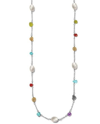 NWTag Brighton EYE CANDY Pearl, Garnet, Amethyst LONG Wrap Necklace MSRP $188