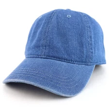 2XL Low Profile Soft Crown Denim 100% Cotton Washed Baseball Cap - FREE SHIPPIG