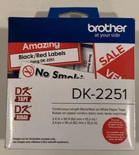 Brother DK-2251 Continuous Length Black/Red on White Paper