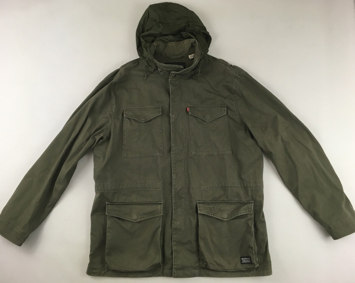 Oversized Long Green Army Jacket Levi's Hooded Anorak