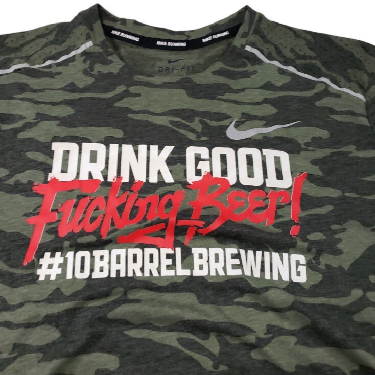 Nike Running Shirt Size Medium Dri-fit 10 Barrel Brewing Company T-shirt Camo View 3