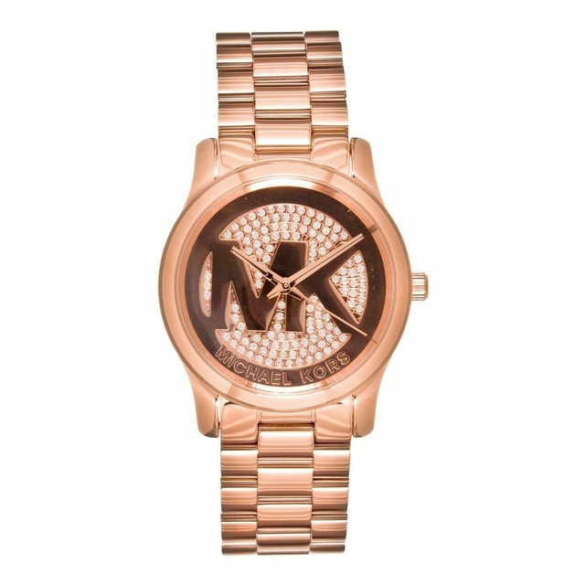 Michael Kors Runway Rose Gold Logo Pave 