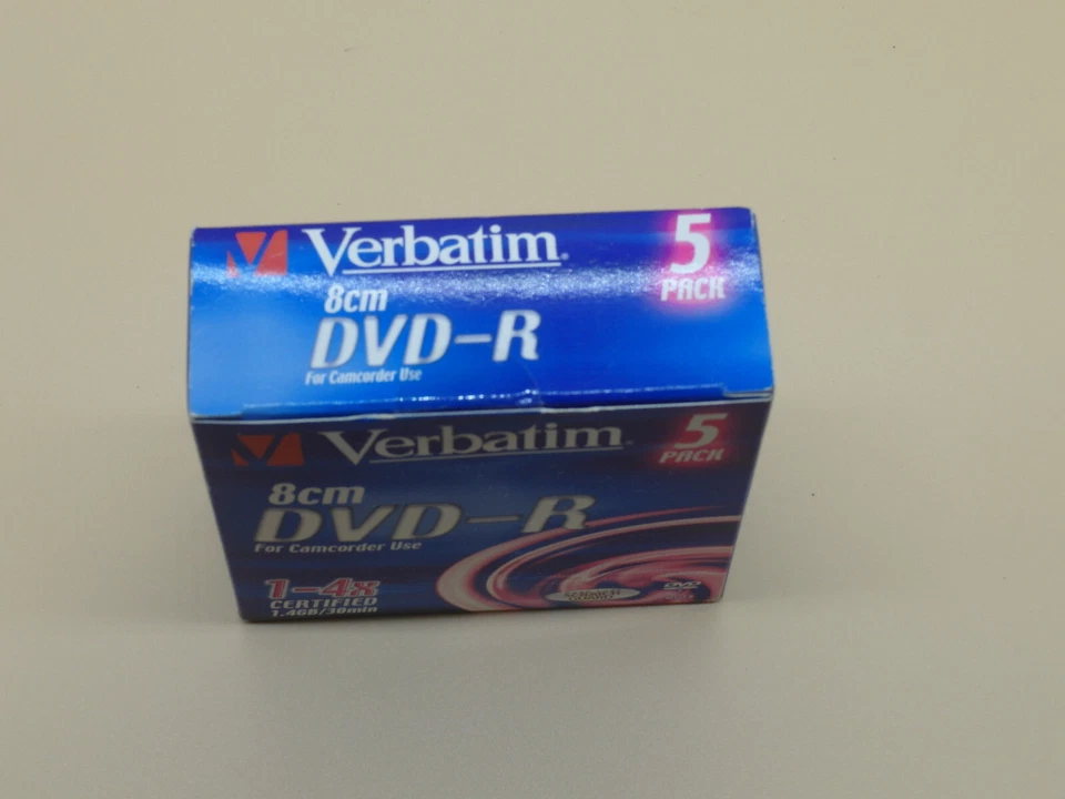 5 Stück Verbatim 43510 8cm DVD-R 1,4 GB 30min for Video Camera - Bild 2 von 2