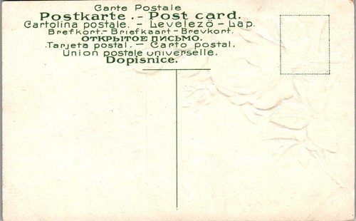 Postal de cumpleaños vintage rosa roja brillante y escena de campo con pájaros en relieve - Imagen 2 de 3