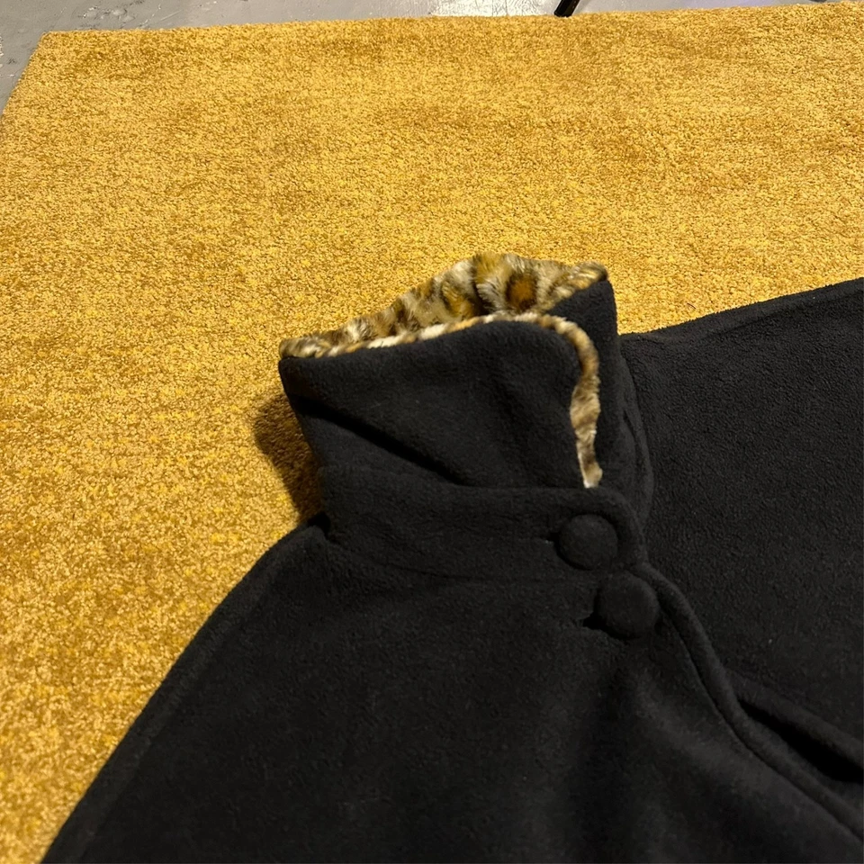 Cuello leopardo polar capa animal estampado acogedor mafia esposa ala de murciélago gótico retro chal Foto 4 de 4