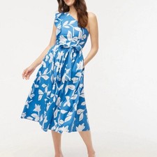 NWT J Crew Factory One-Shoulder Midi Print Dress Size 2