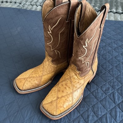 Genuine Honey Patch Work Ostrich   Square Toe 10E