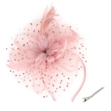 Pink Fascinators Headbands for Women Tea Party, Derby Hat Style A - Pink