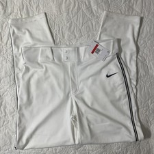 NIKE Men's Vapor Open Hem Baseball Pant, Large, White/Navy & Gold Piping