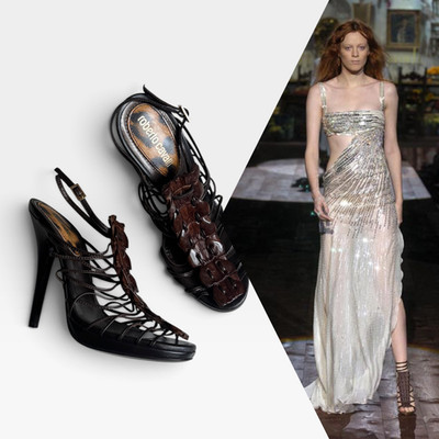 S/S 2005 Roberto Cavalli RUNWAY Strappy Crodocile Stilleto Heel VINTAGE