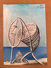 Pablo Picasso Zeichnung auf Papier (Handmade) signiert und gestempelt Mischte...