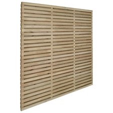 6x6ft Double Slatted Fence Panel Contemporary Wooden Garden Fence 1800mm