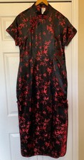 Kim Fashion-Women's Vintage Cheongsam Dress Black  Red Maxi High Collar Sz 3XL