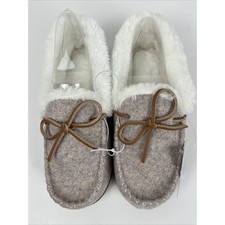 Sonoma Goods Slippers Womens Moccasin Pinkish Gray Size XS 5-6 Faux Fur Lining