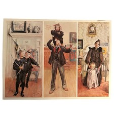 Carl Larsson 1991 Art Print Triple Panel Ulf Brita Karin 12 1/2 x 17