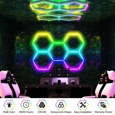 5x Hexagon Car Garage LED Honeycomb RGB Light Home Wall Lamp APP/Remote Control