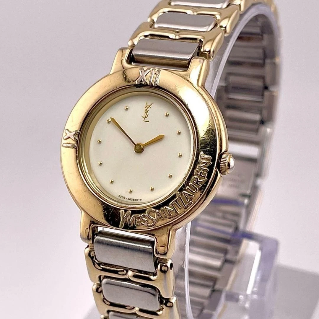 SAINT LAURENT (YSL) Orologio Yves Saint Laurent Quarzo Oro Argento Quadrante Tondo 24mm Modello 2200