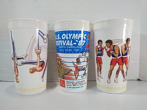 Vintage 1988 Olympics McDonalds Coke Plastic Cups Lot Of 3 Includes RARE 1987 NC