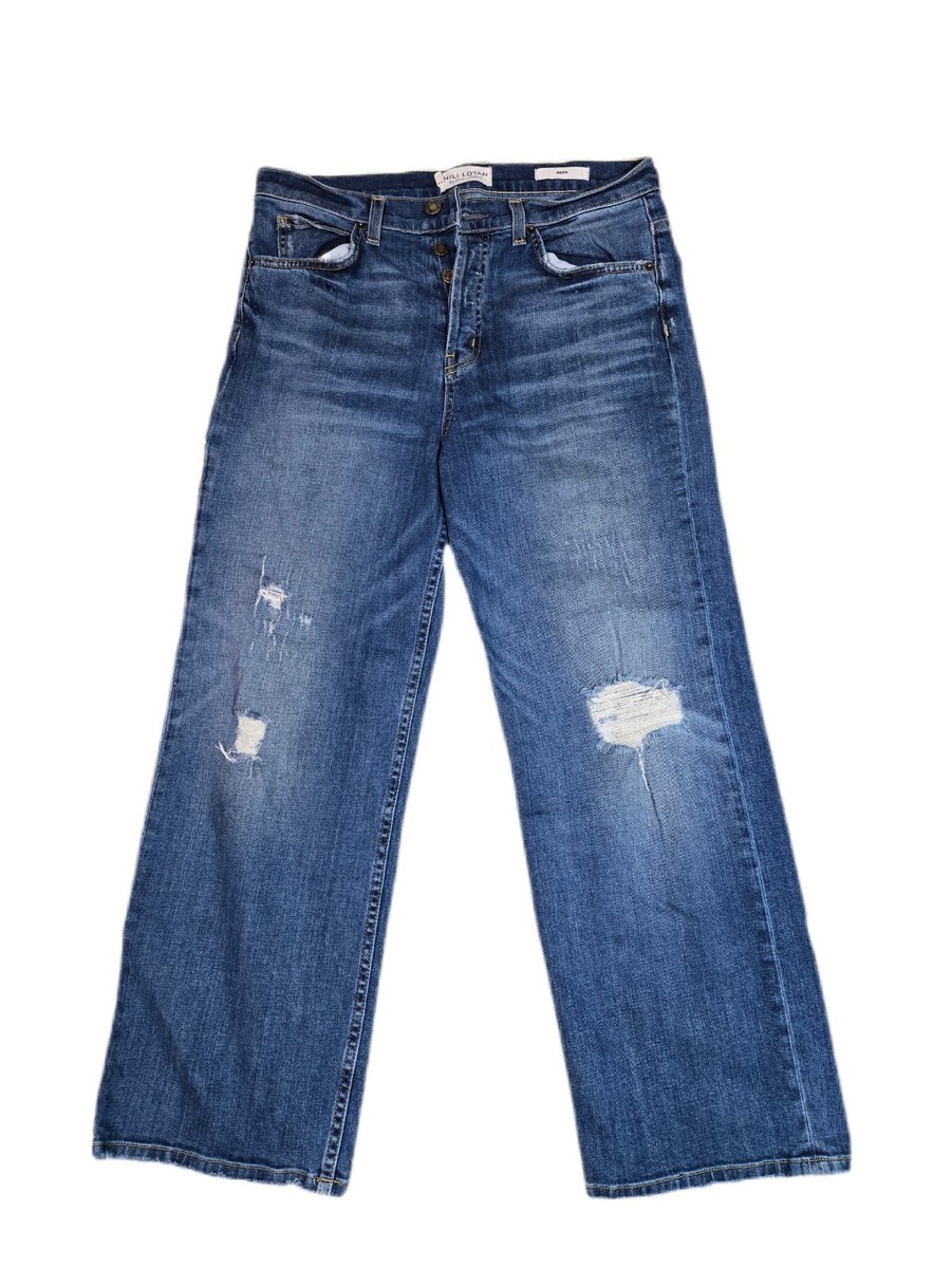 Nili Lotan Womens Violette Jeans High-Rise Wide Leg Button Fly