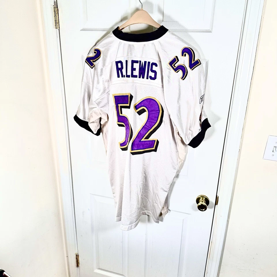Футболка Рэя Льюиса No52 Baltimore Ravens Reebok экипировка НФЛ белая размер 54 - Изображение 3 из 4