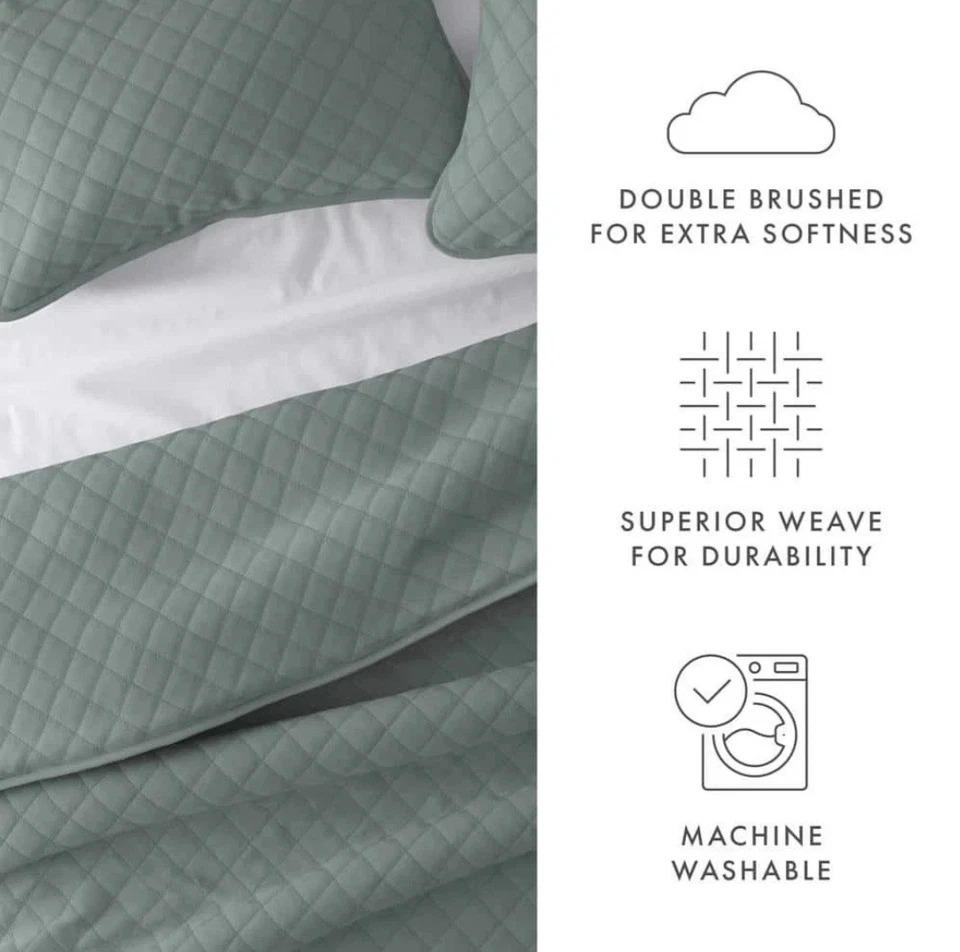 Oversized All Season 3-Pcs Diamond Stitch Microfiber Quilt Set w/ Shams King/Cal - Image 4 of 4