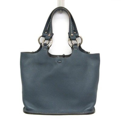 Bally Blue Leather Mini Handbag Ladies Italy Elegant Belt Closure FromJAPAN
