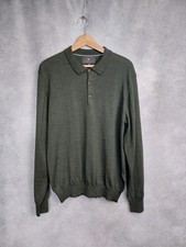 MARKS AND SPENCER JUMPER SIZE L, GREEN COLLARED MERINO BLEND VGC