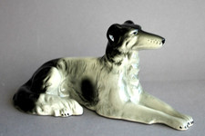 Russischer Windhund Barsoi, liegend, schwarz weiß gemarkt Scheidig Gräfenthal??