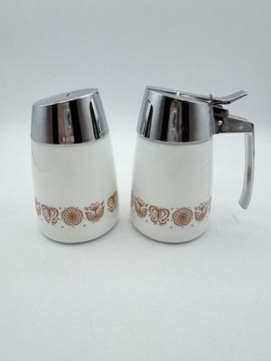 Gold Butterfly Gemco Sugar And Syrup Dispensers Set Vintage 70s US Made